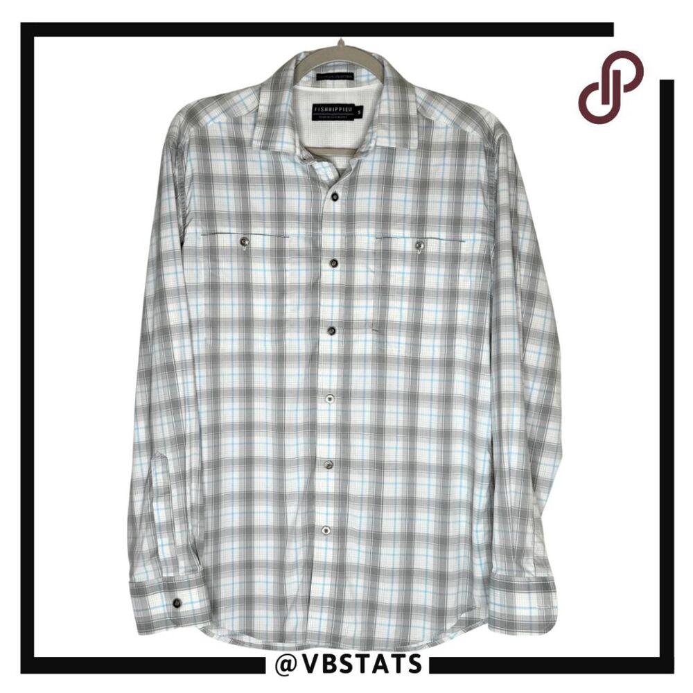 Fish Hippie Men's Plaid Long Sleeve Fishing Button Up Shirt Multicolor Small‎